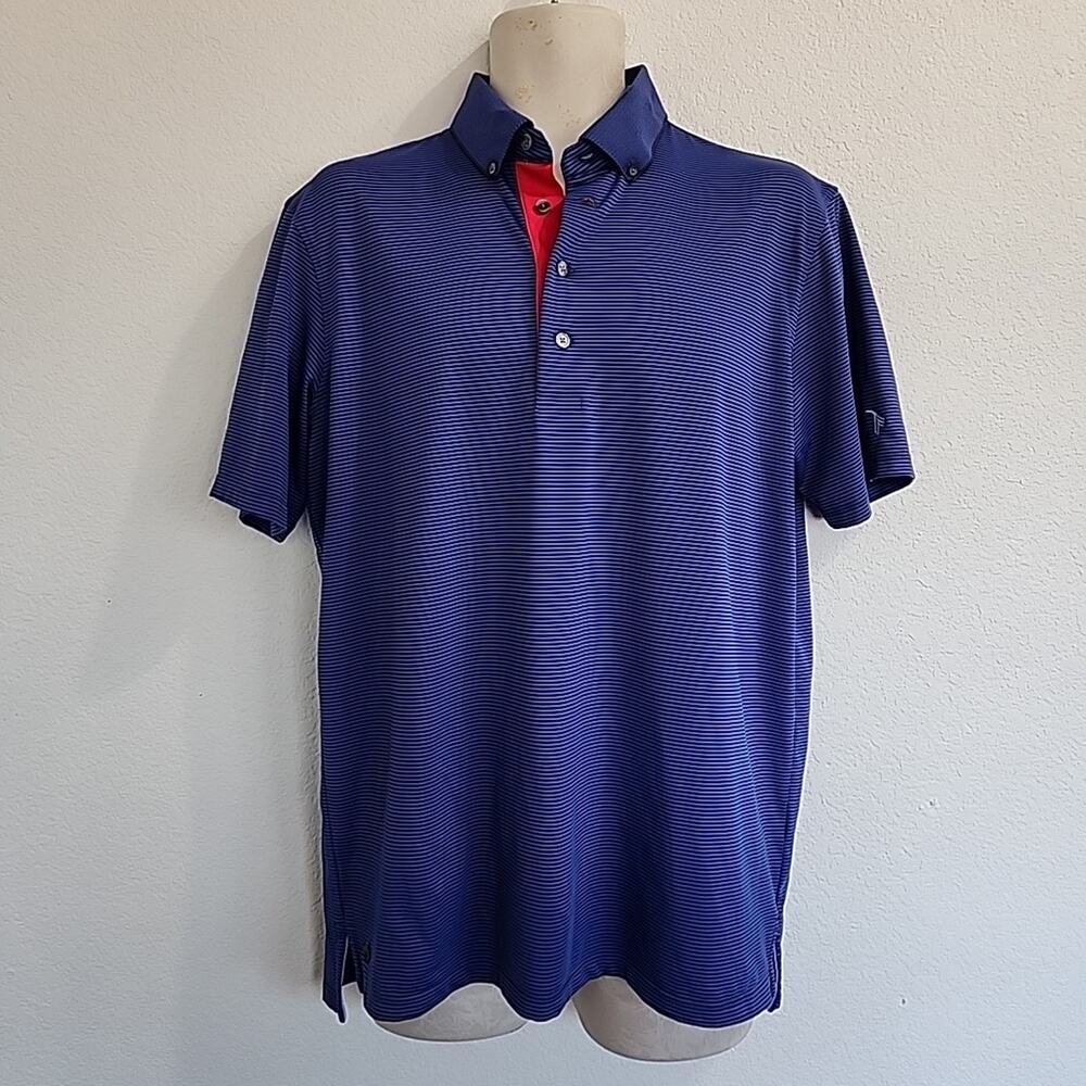 Greyson Mens M Golf Polo Shirt Micro Striped Short Sleeve Classic Button Down